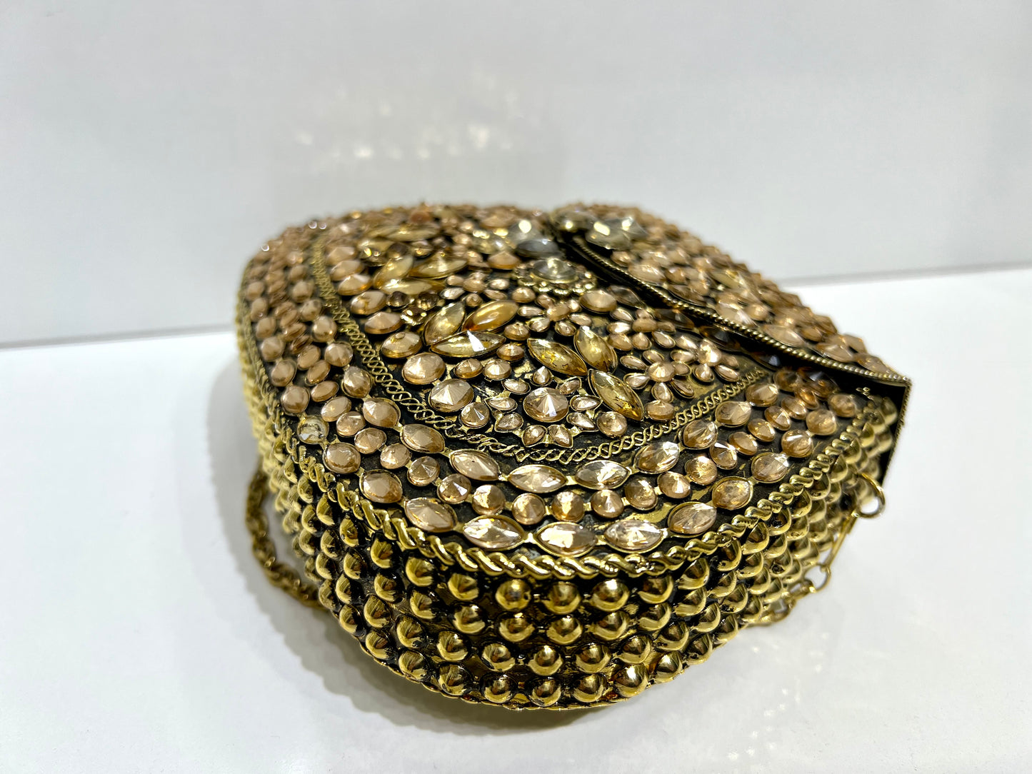 Gold bronze Stone Designer Mosaic Clutch Bag