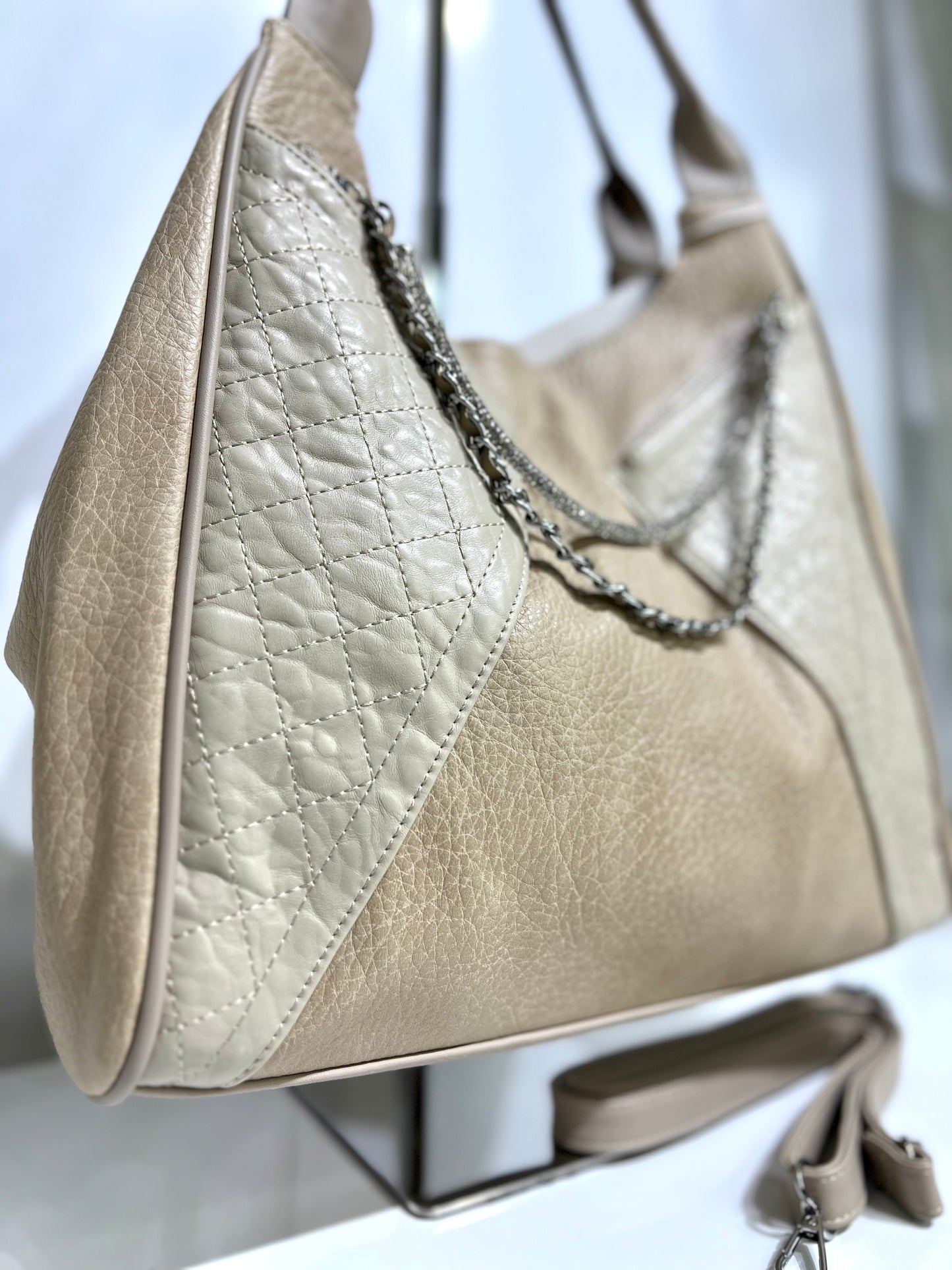 Sac porté épaule beige